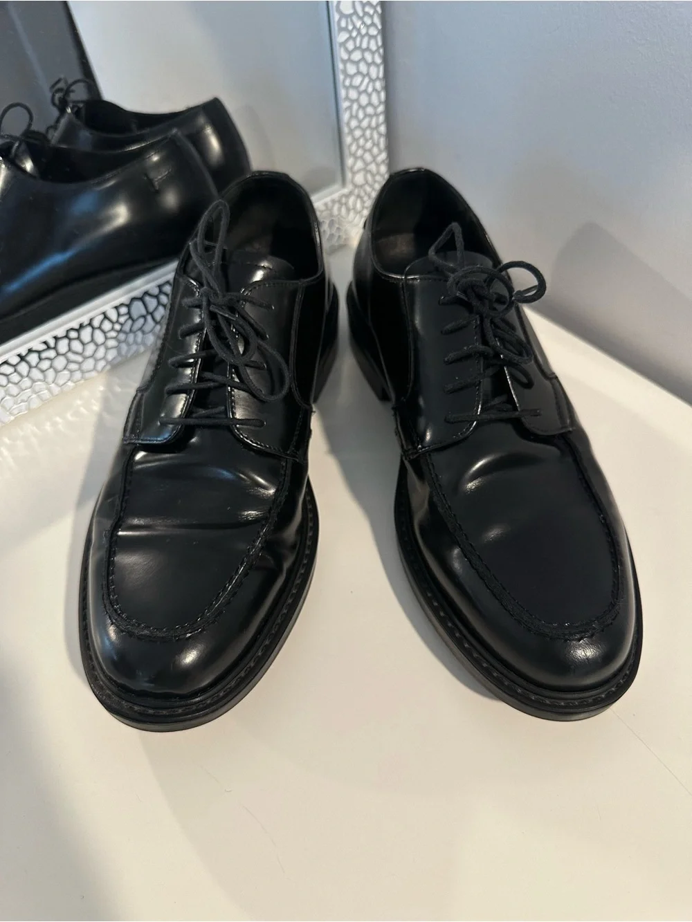 Bostonian Made in Italy Men's Black Leather Derby Shoes - Classic Lace-Up Sz 10